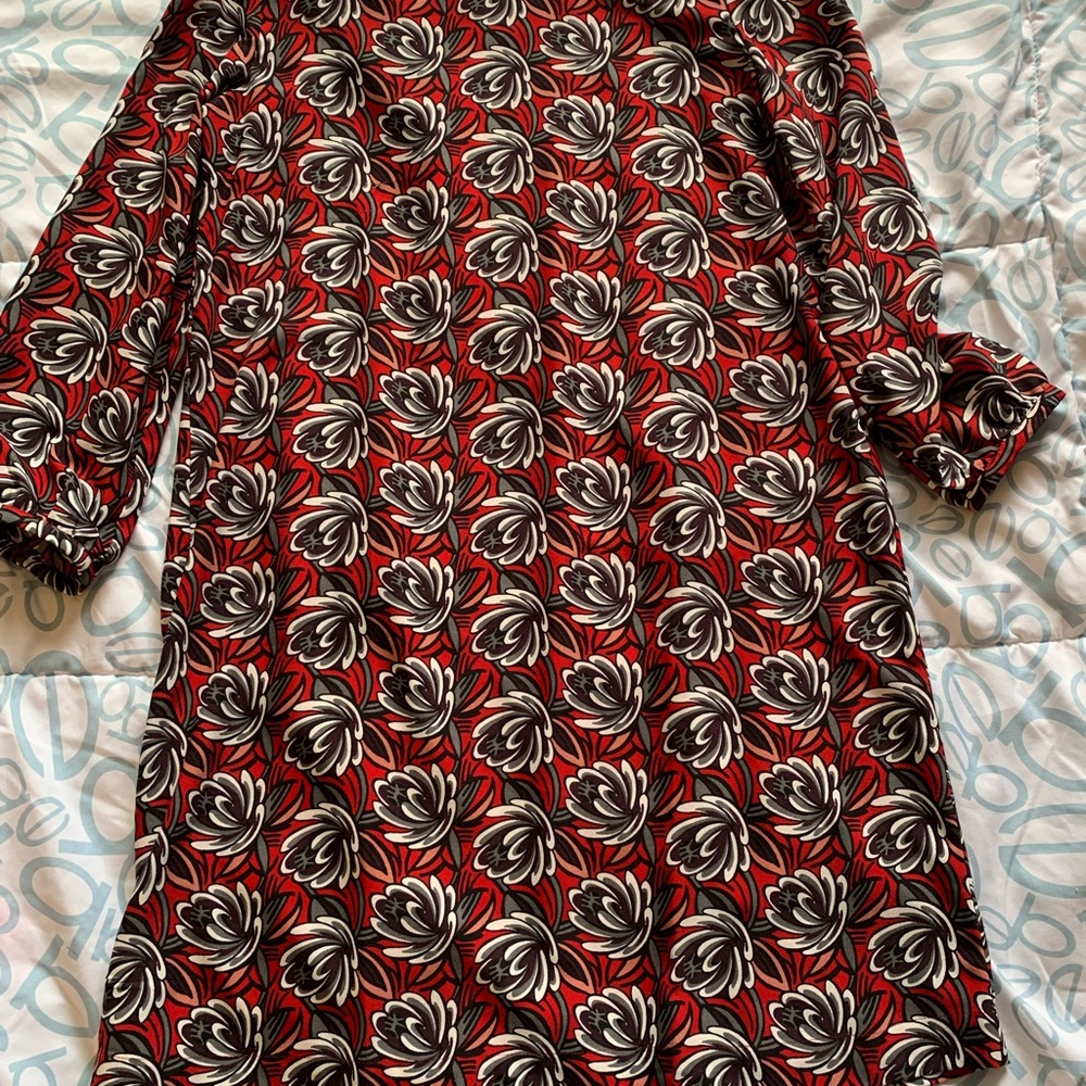 LOFT Red and Black Floral Dress